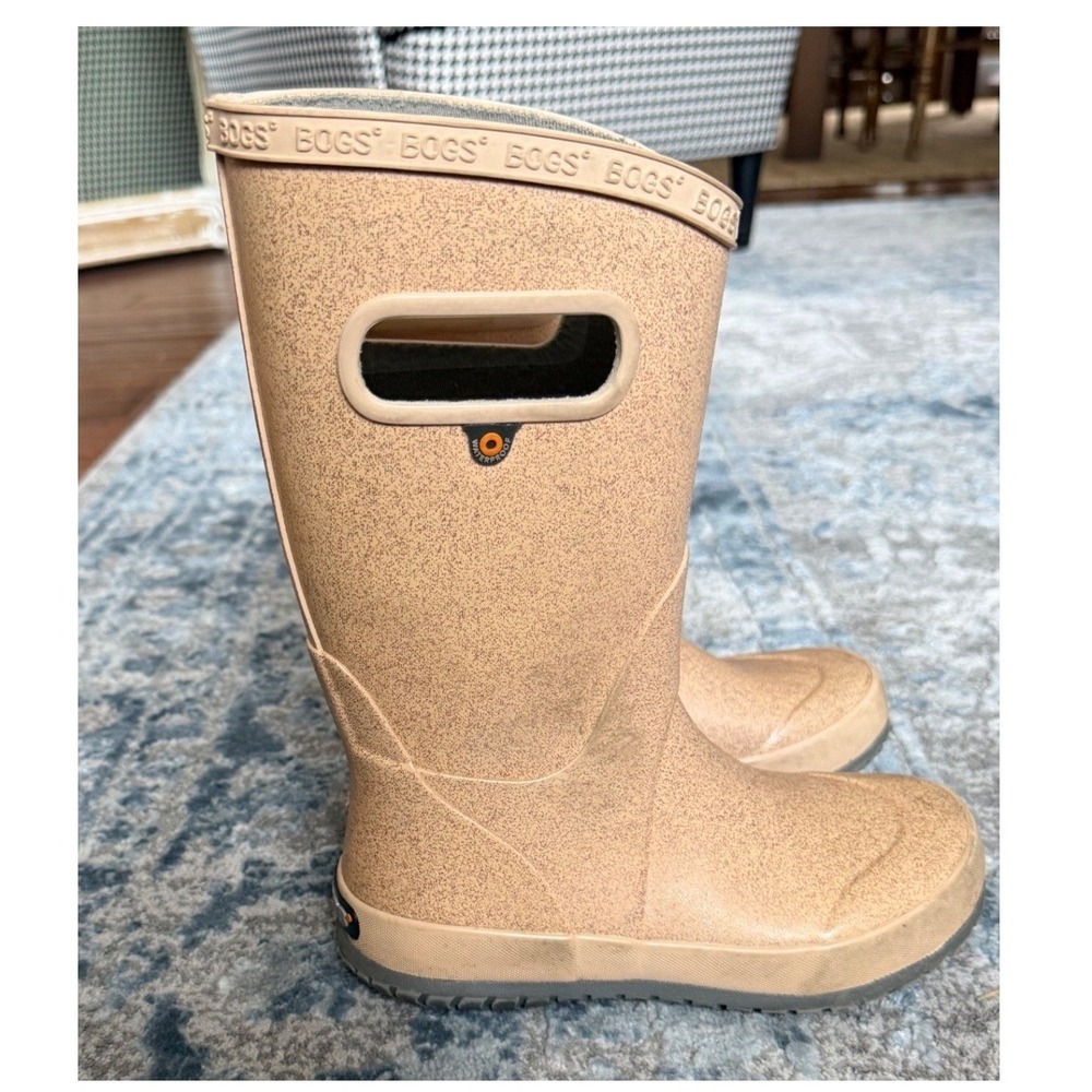 Bogs Kids Rain Boot Glitter Waterproof Rubber Boots Gold Size 1 Youth 72399-689